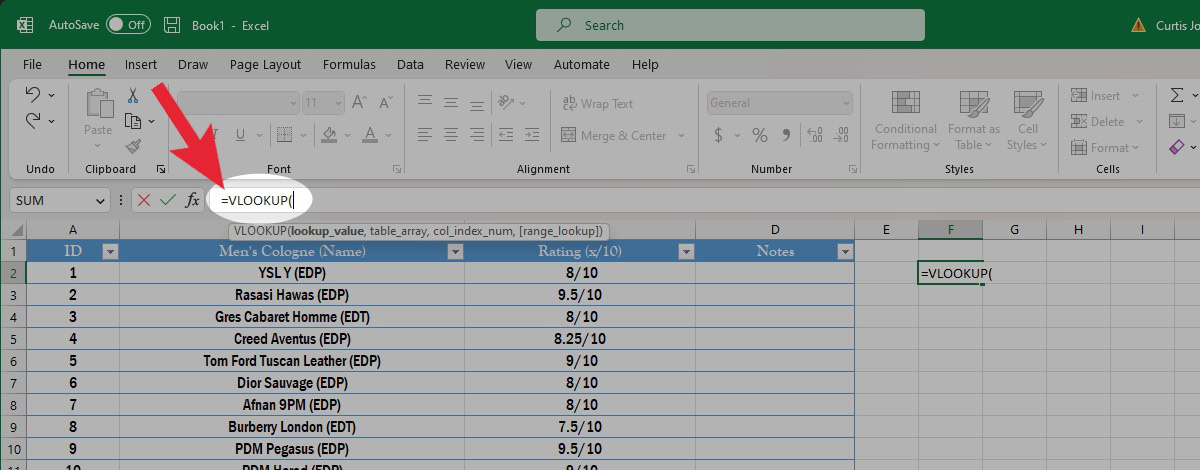 microsoft excel vlookup left parenthesis