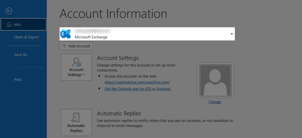 microsoft exchange required account type 1