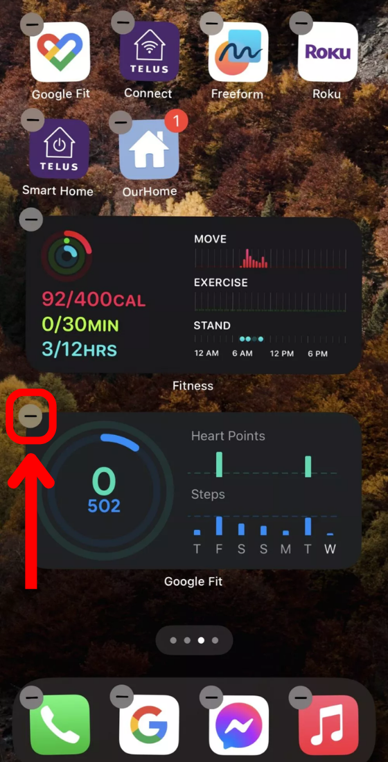 iphone home screen widget minus icon