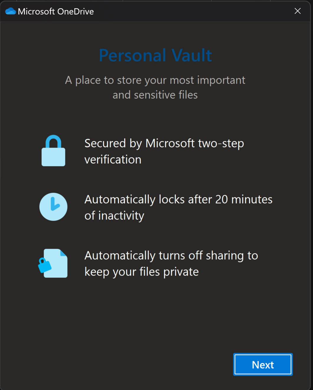 onedrive personal vault