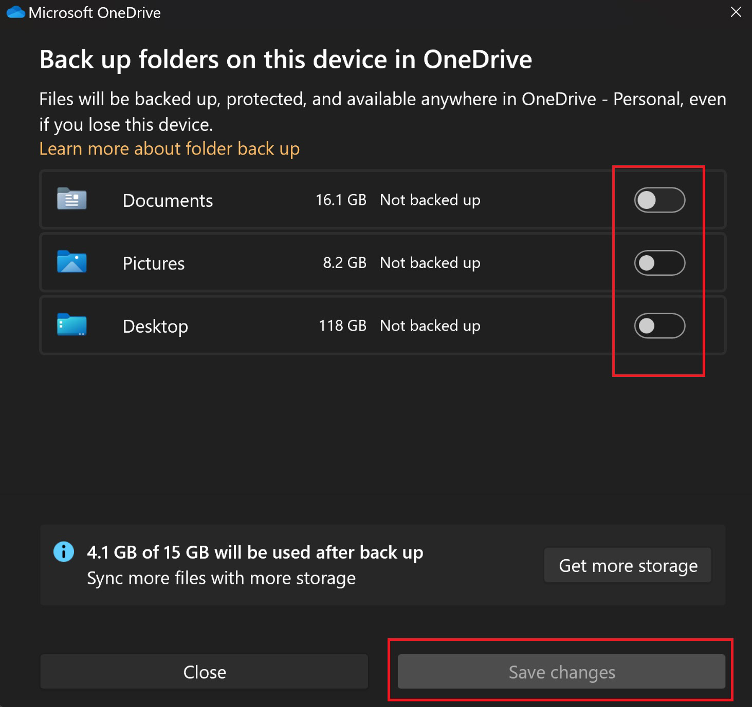 onedrive turn off sync