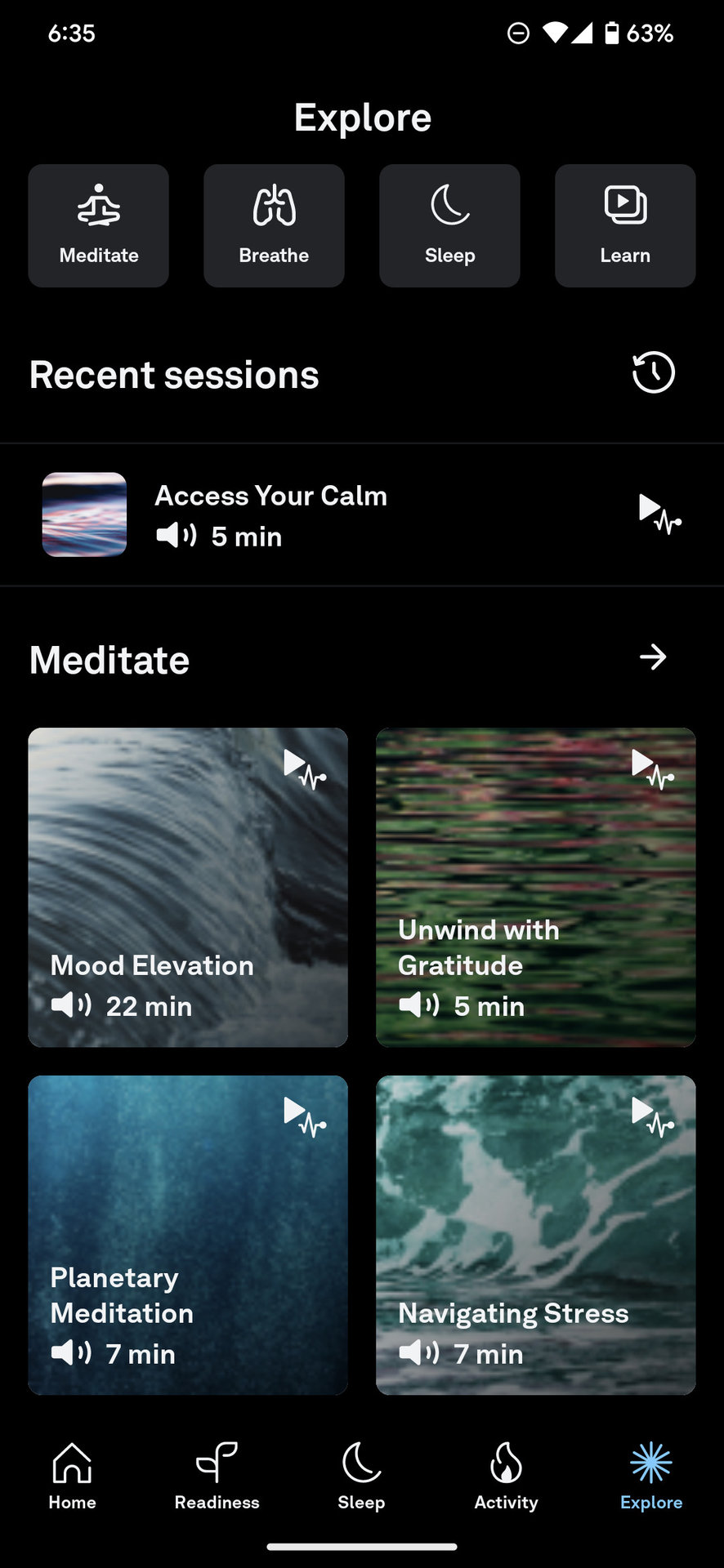 oura app meditation breathing sessions
