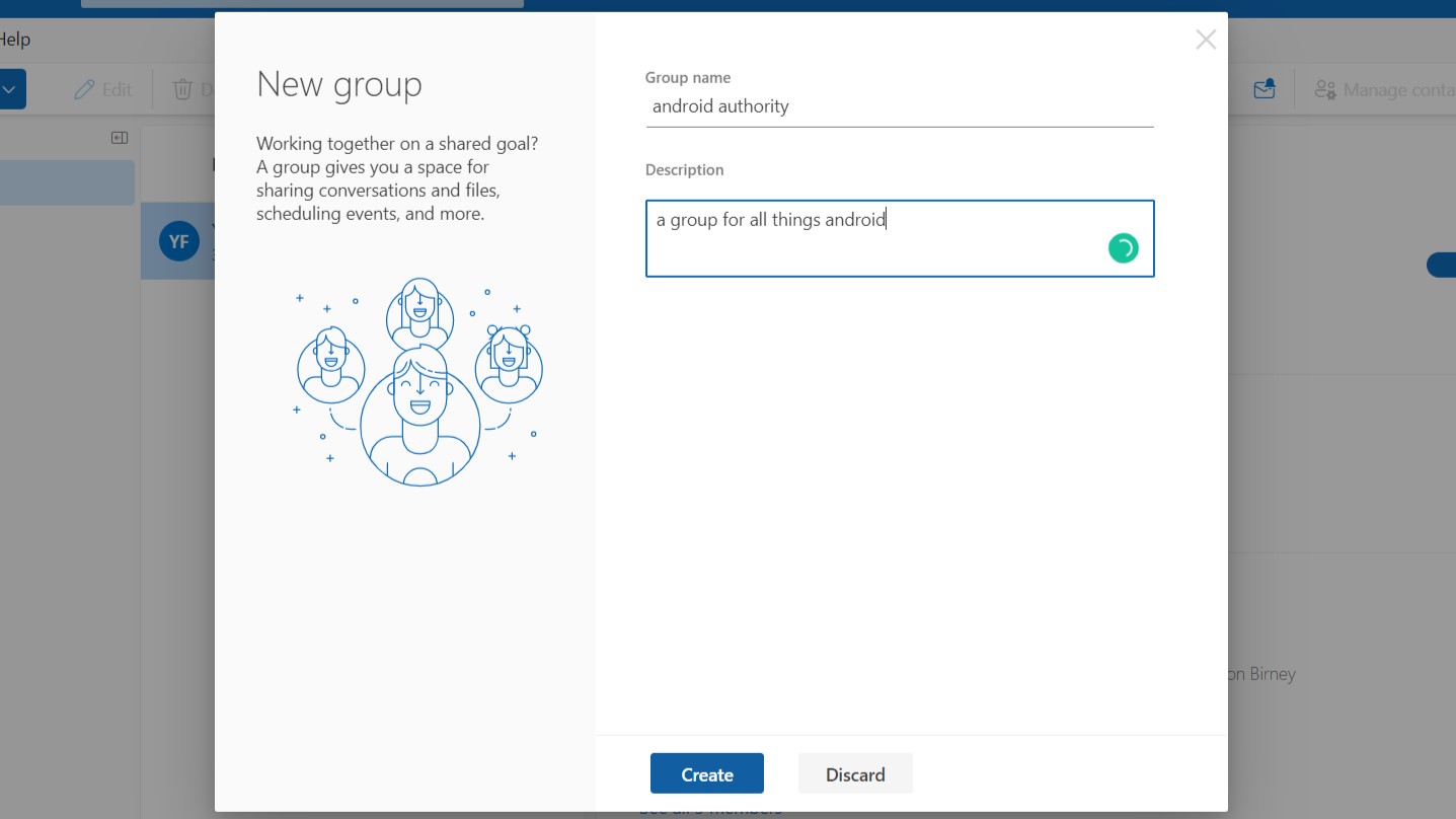 Outlook create group 2