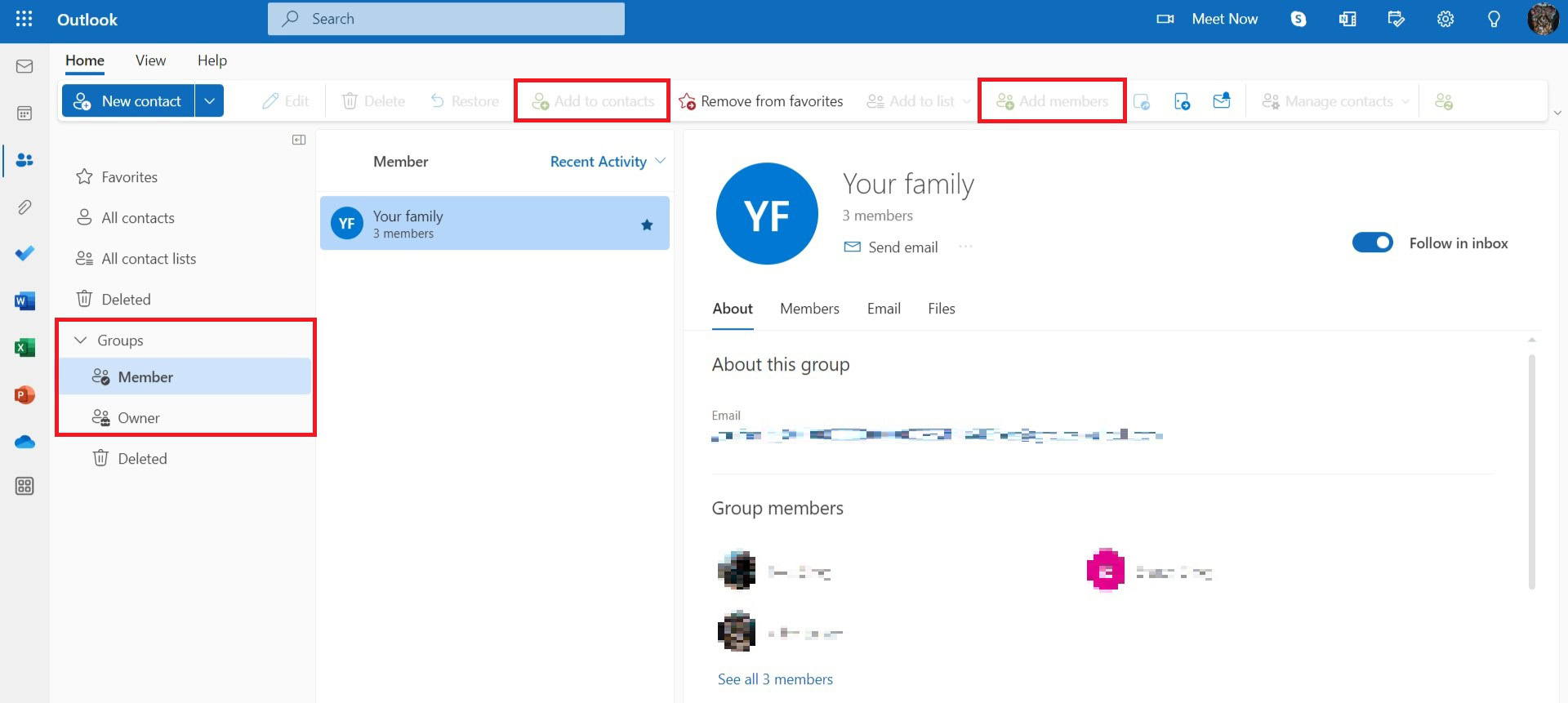 outlook group add members
