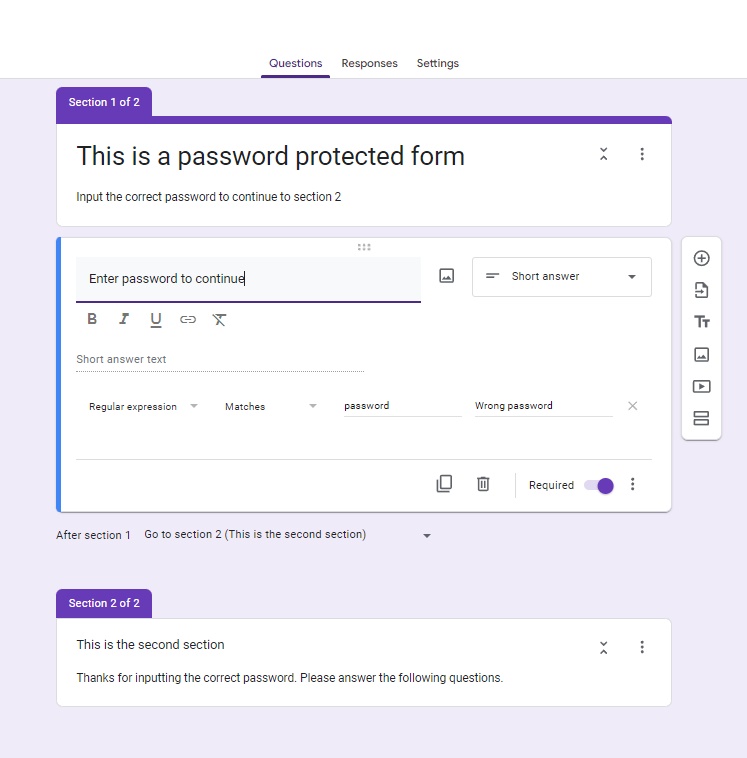password protect google form