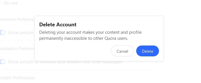quora delete account website 4