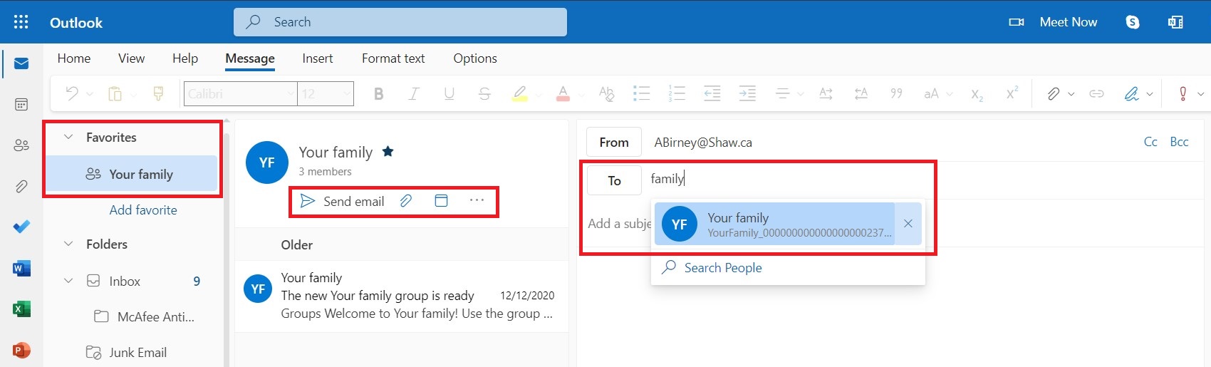 send email to group outlook