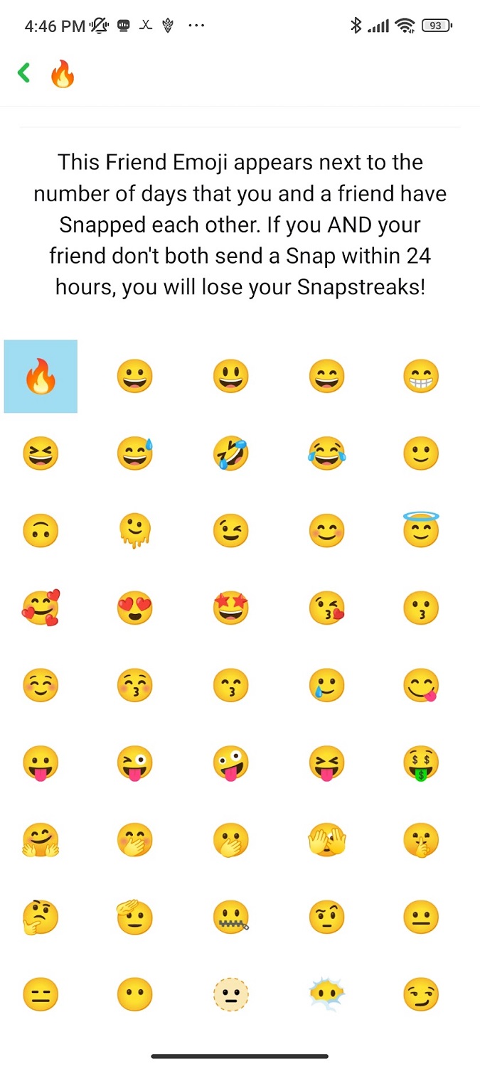 snapstreak selection for emoji