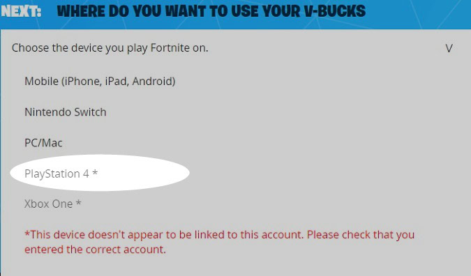 use vbucks playstation