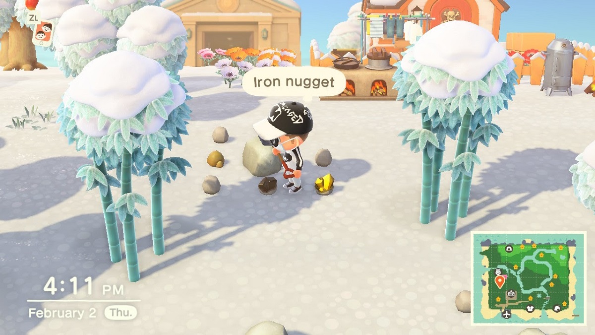 walk over to the iron nugget in animal crossing