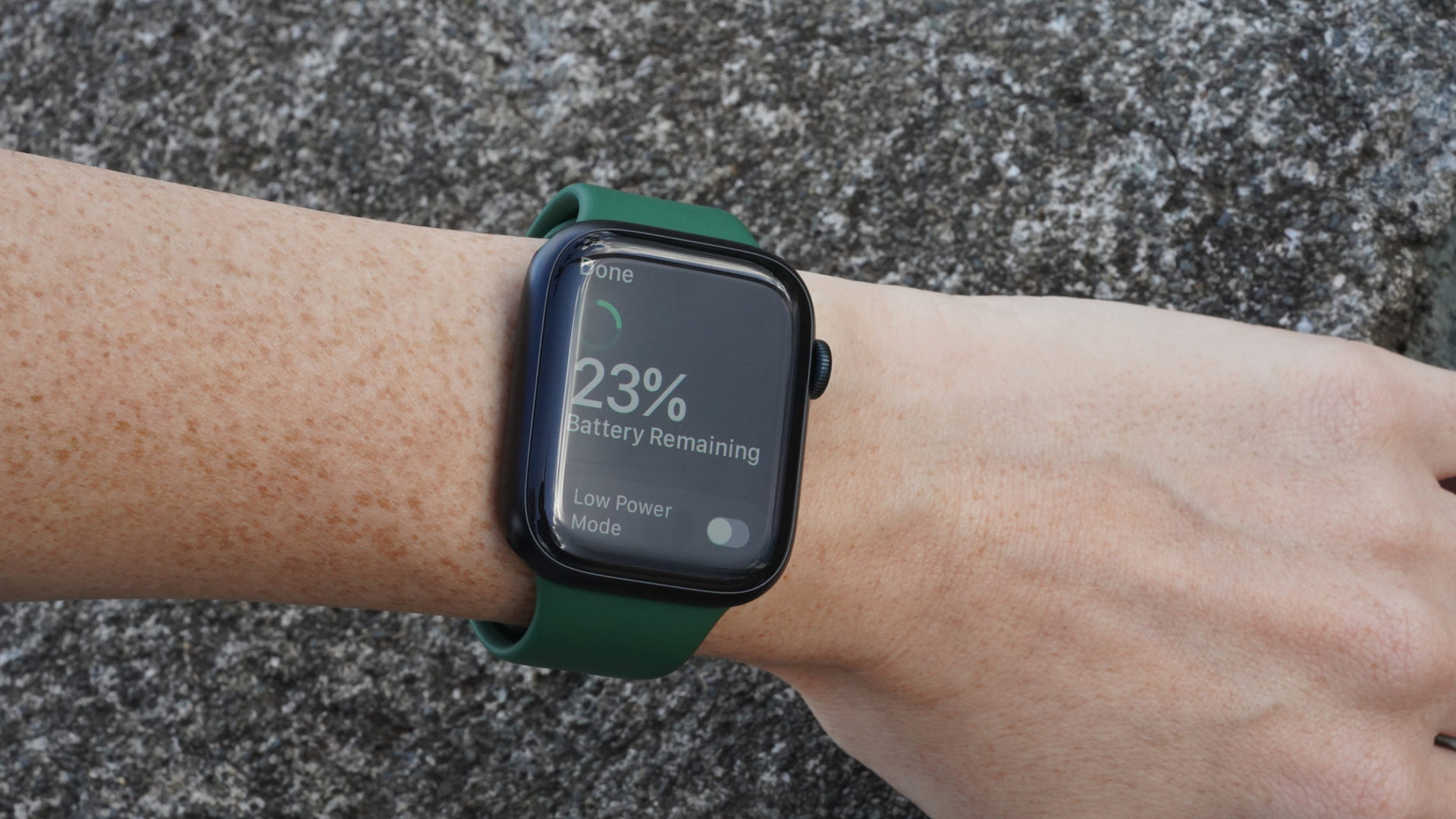 An Apple Watch user puts their device in Low Battery Mode.