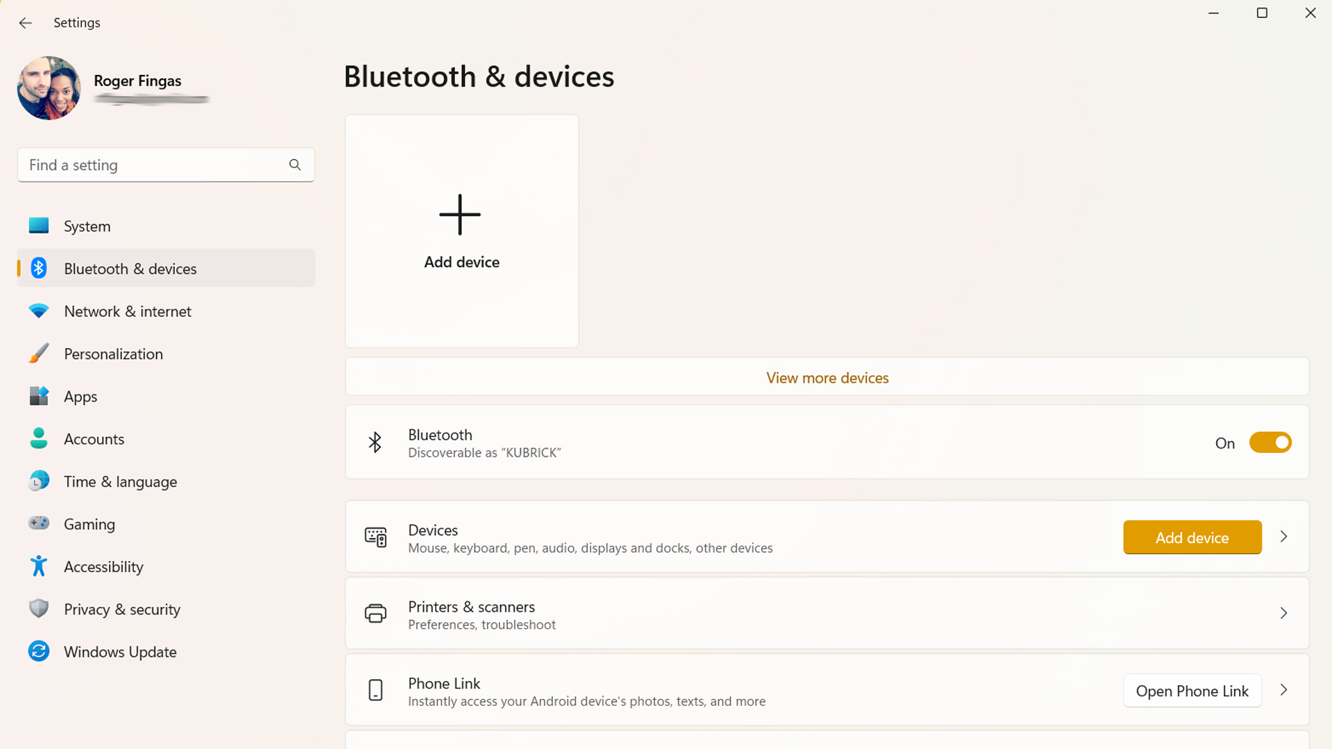 Bluetooth settings in Windows 11