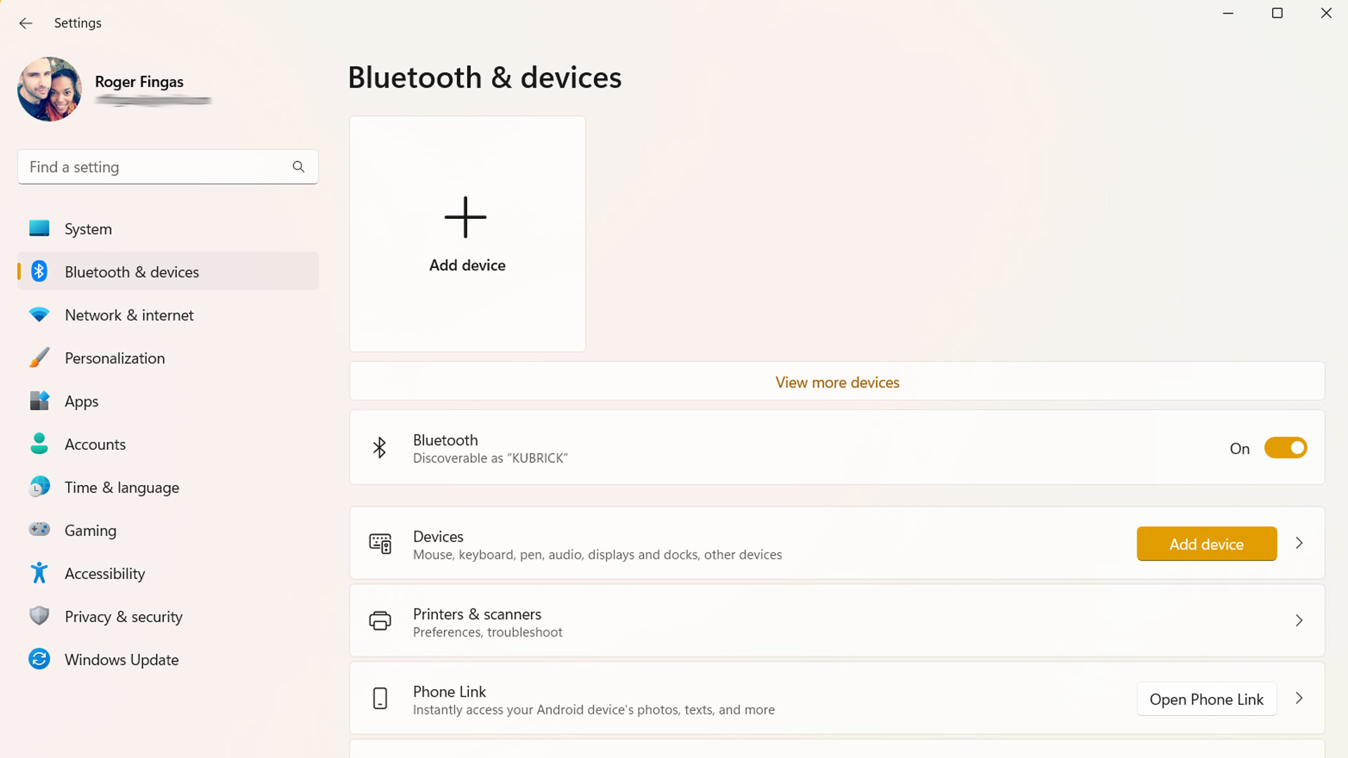 Bluetooth settings in Windows 11