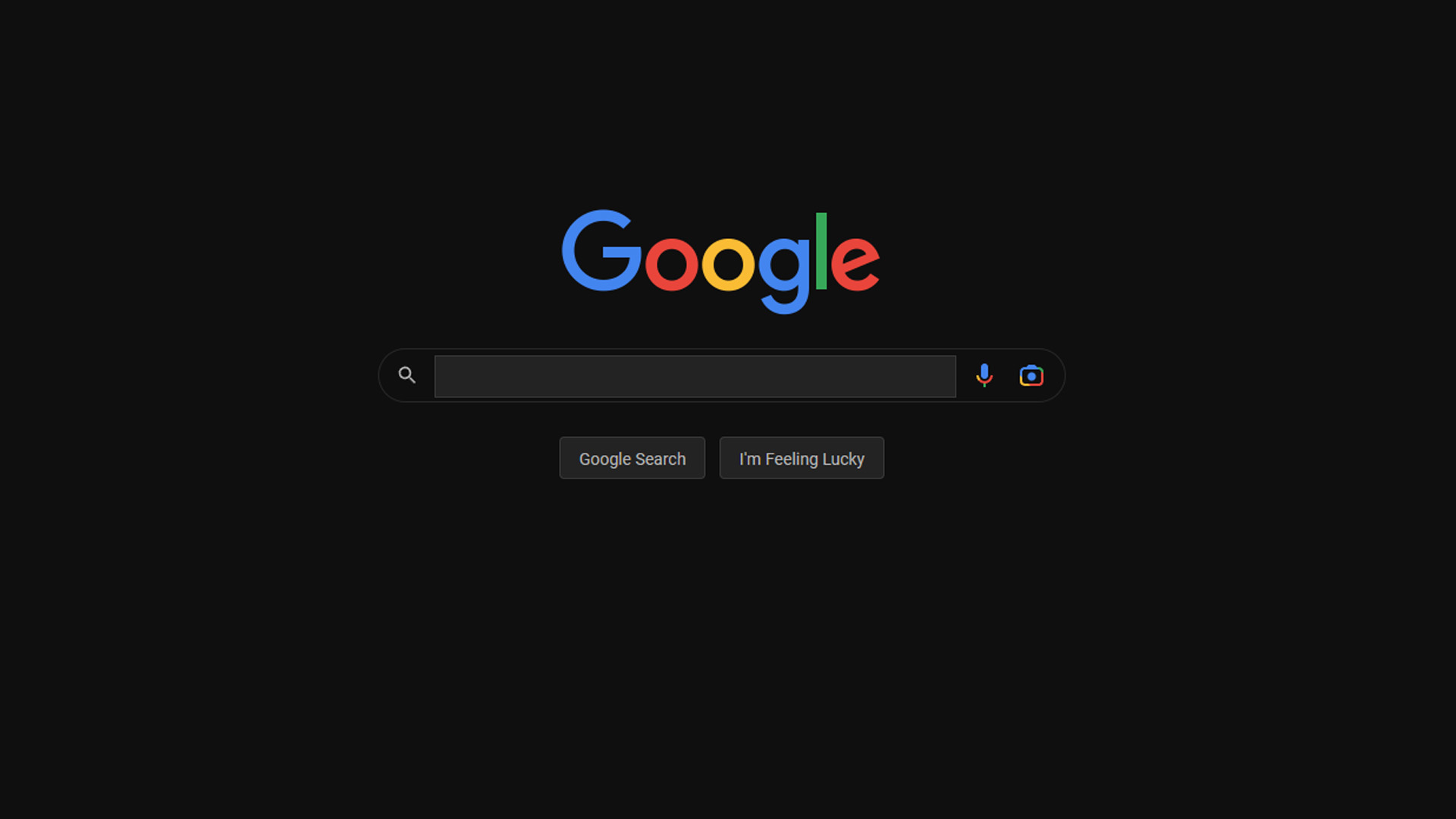 Modo oscuro de la página de inicio de Google