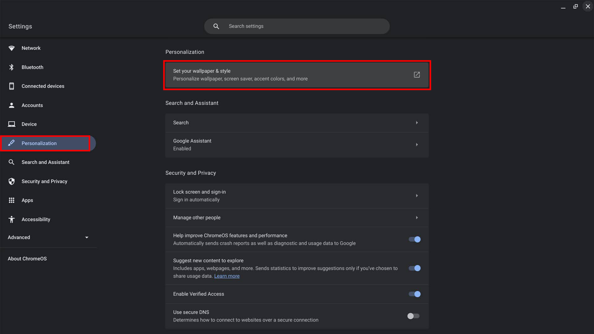 How to change your Chromebook theme (1) - Chrome OS dark mode