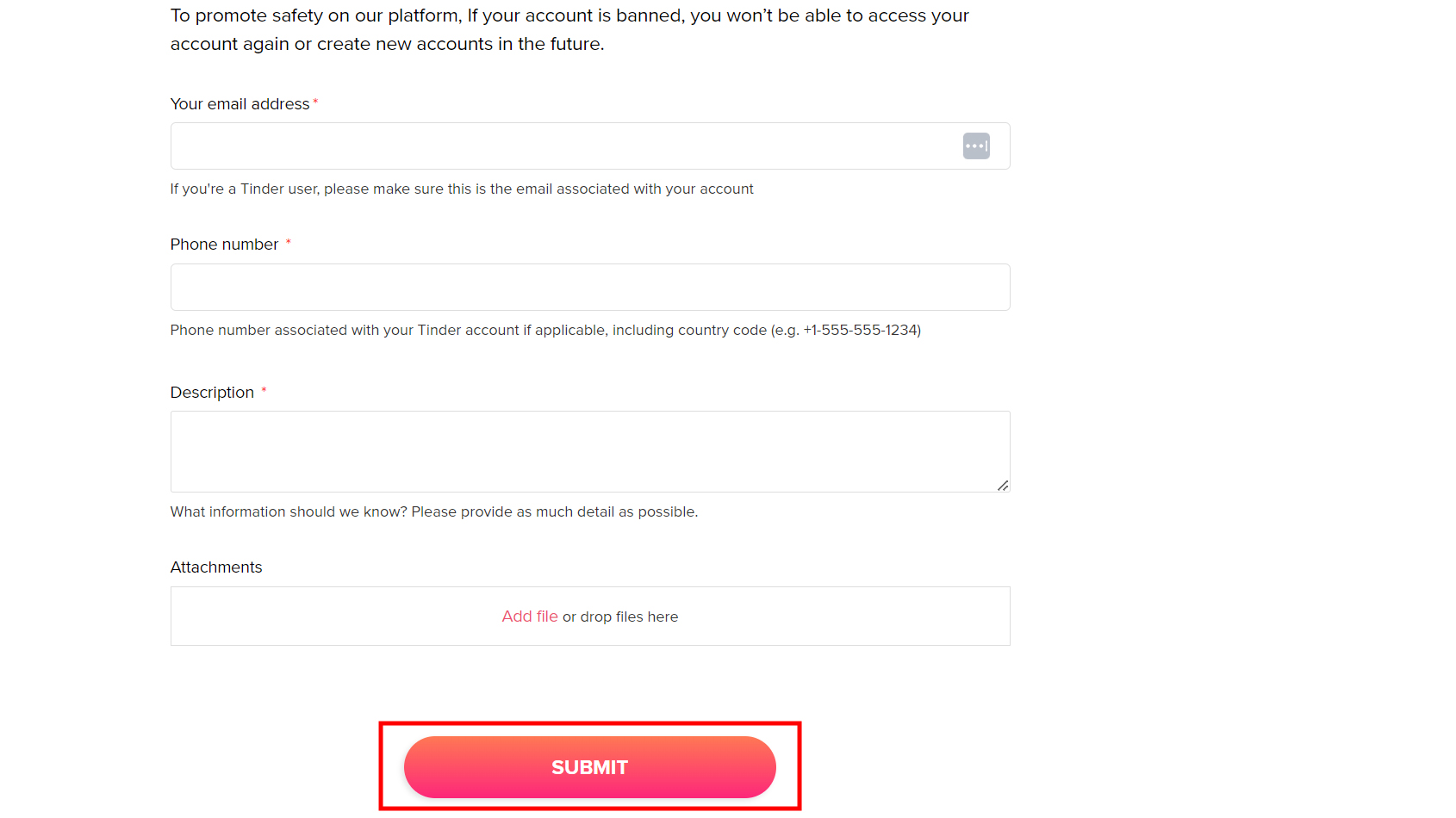 How to submit a Tinder request to get account unbanned (3)