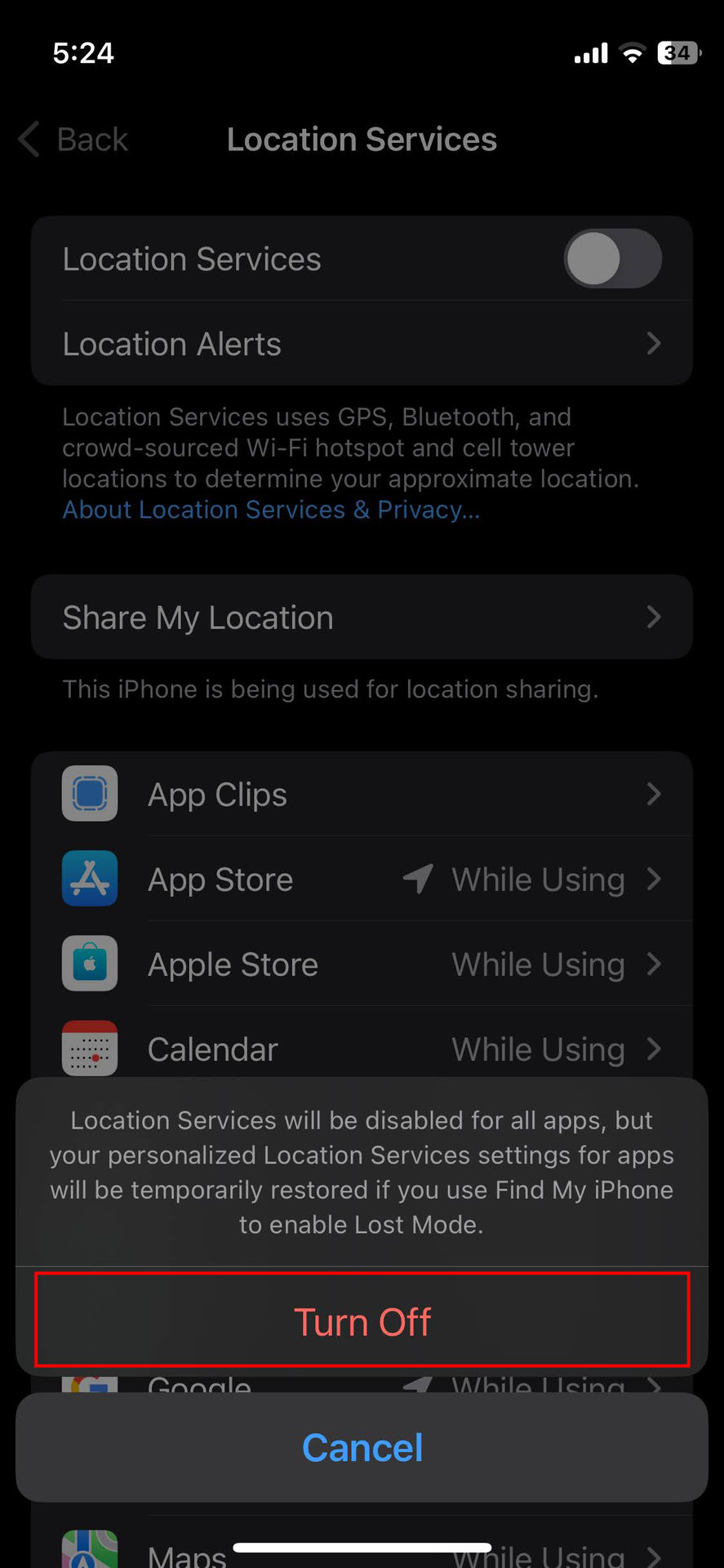 How to turn off location services on iPhone (4)