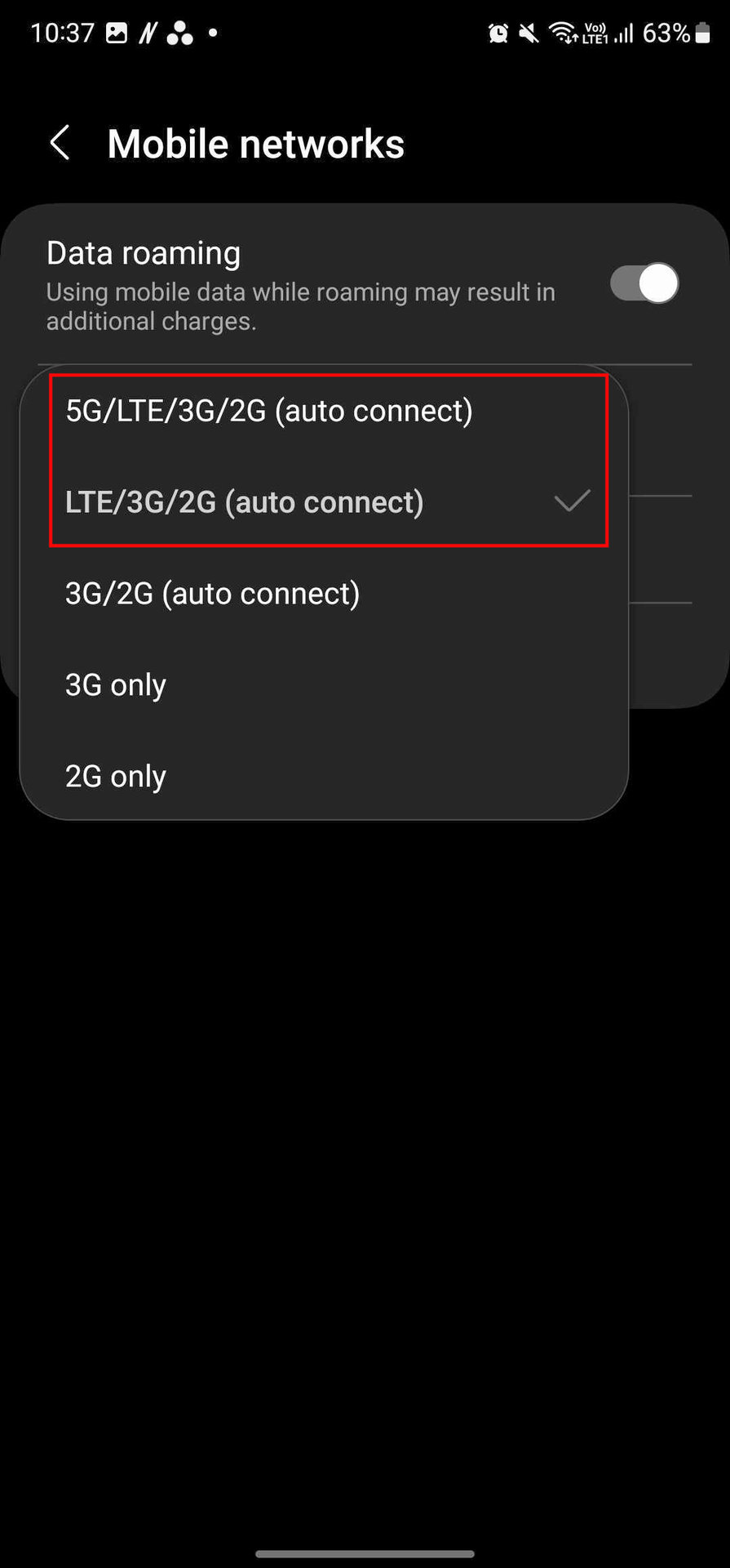 How to turn on 4G LTE on Samsung Galaxy S23 4
