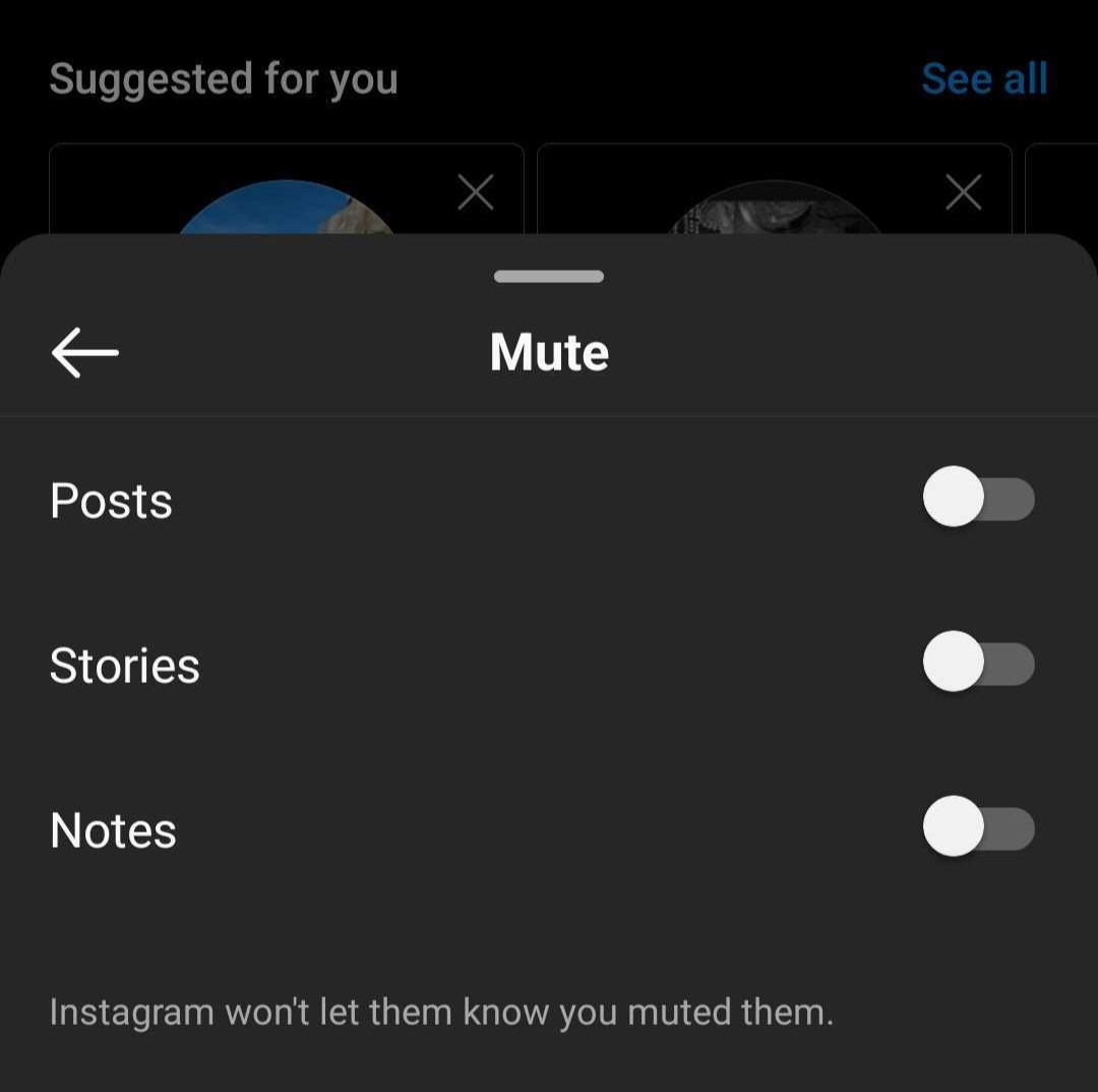 Mute options instagram