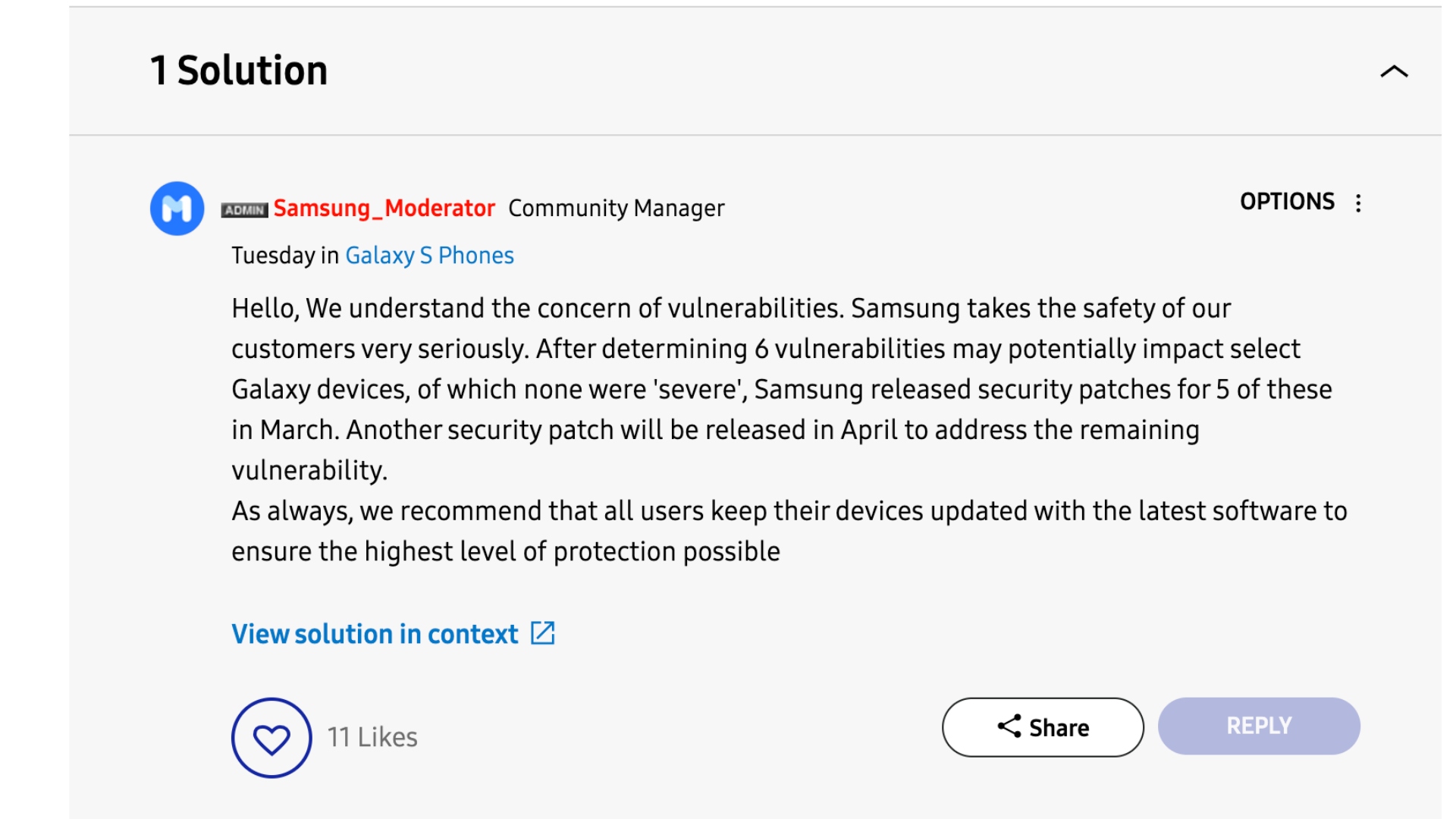 Samsung Exynos flaw official reply