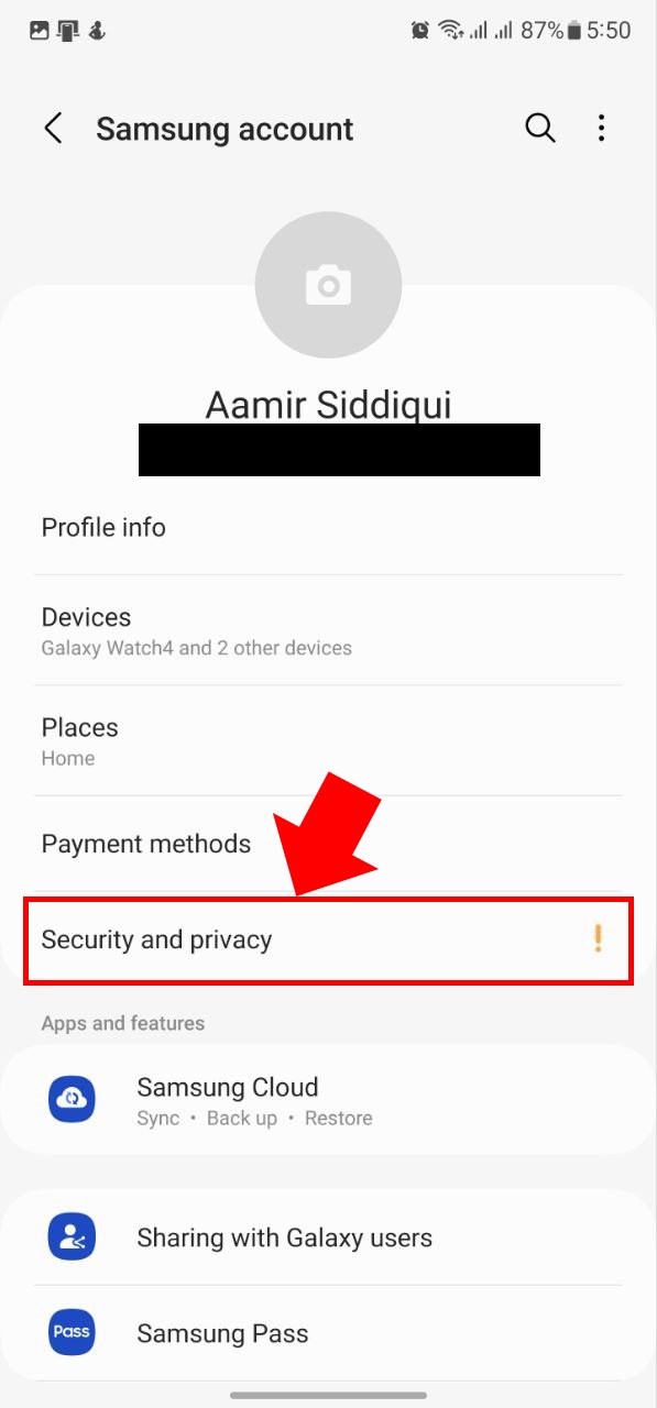 Samsung Find My Phone Adding two factor to Samsung account 2