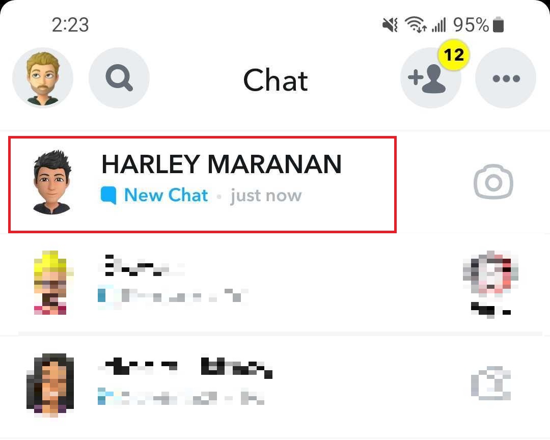 Snapchat new chat notification