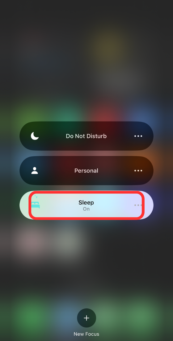 Sleep should now be highlighted and turned on