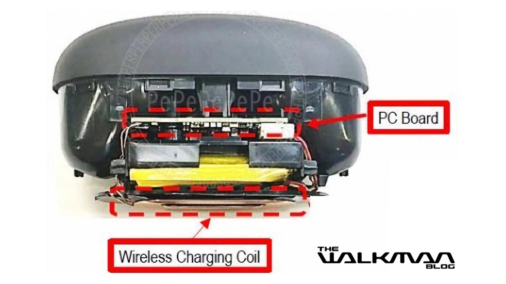 A leak of the Sony WF 1000XM5 charging case internals.