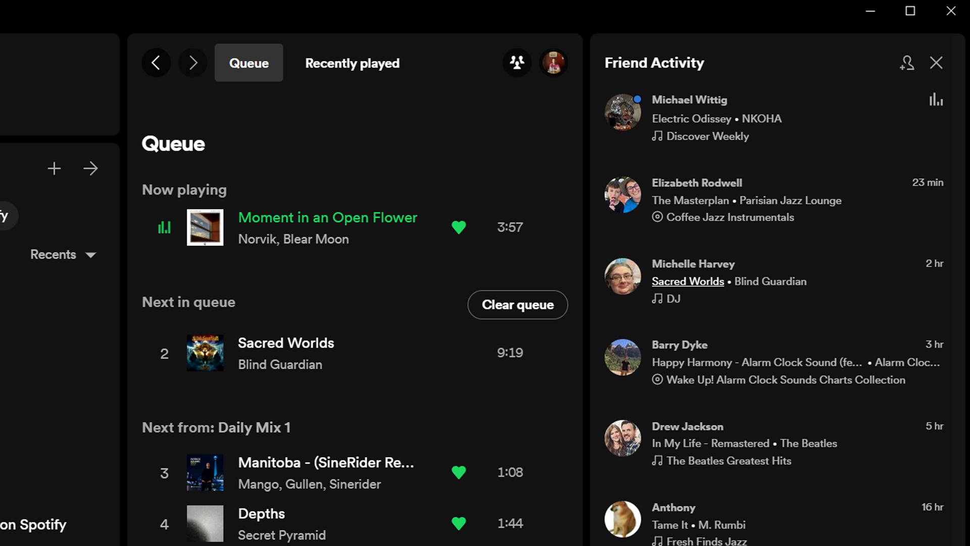 Spotify Friend Activity in the Windows app