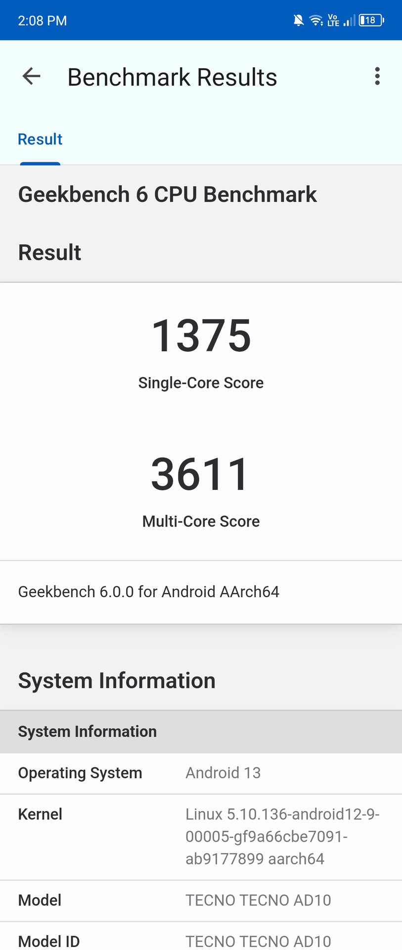 Tecno Phantom V Fold Geekbench 6 benchmarks