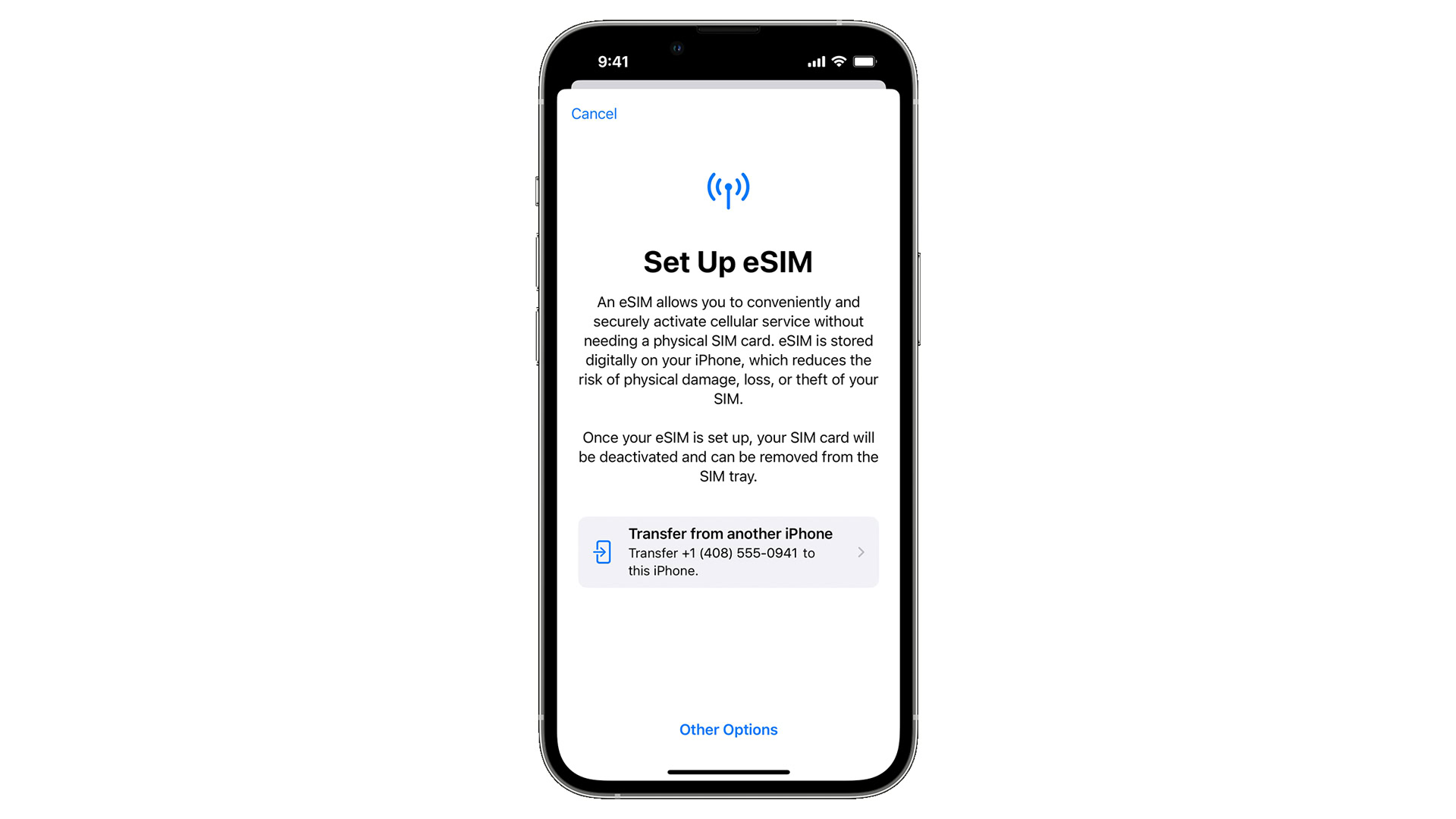 Transferring an iPhone eSIM