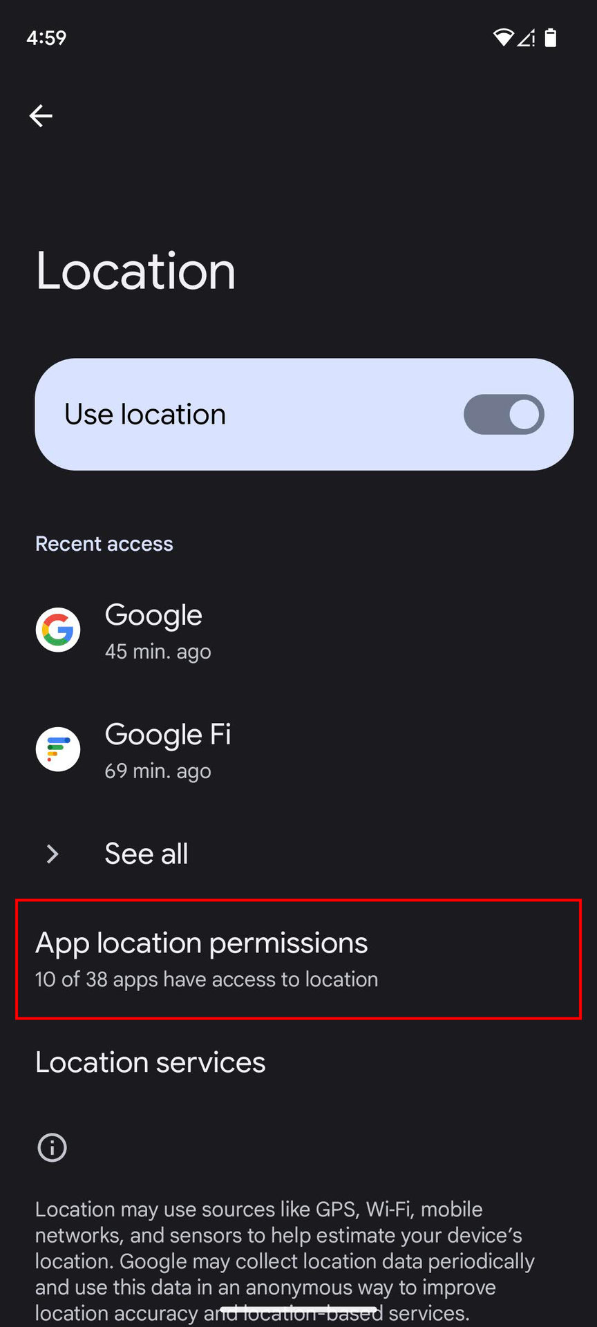 Turn off the use of precise location on Android (2)