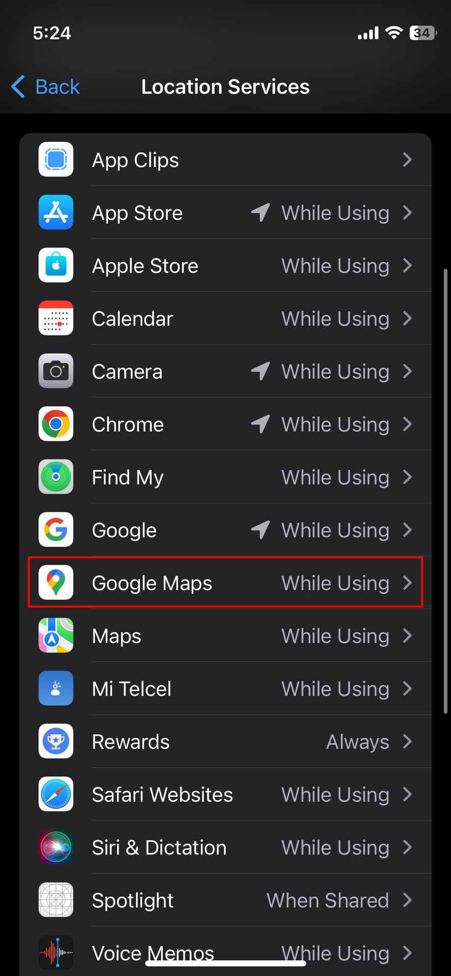 Turn off the use of precise location on an iPhone (3)
