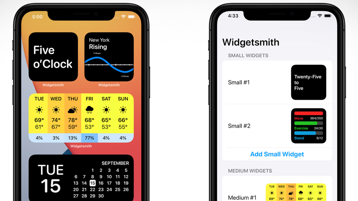 Widgetsmith widgets for iPhone