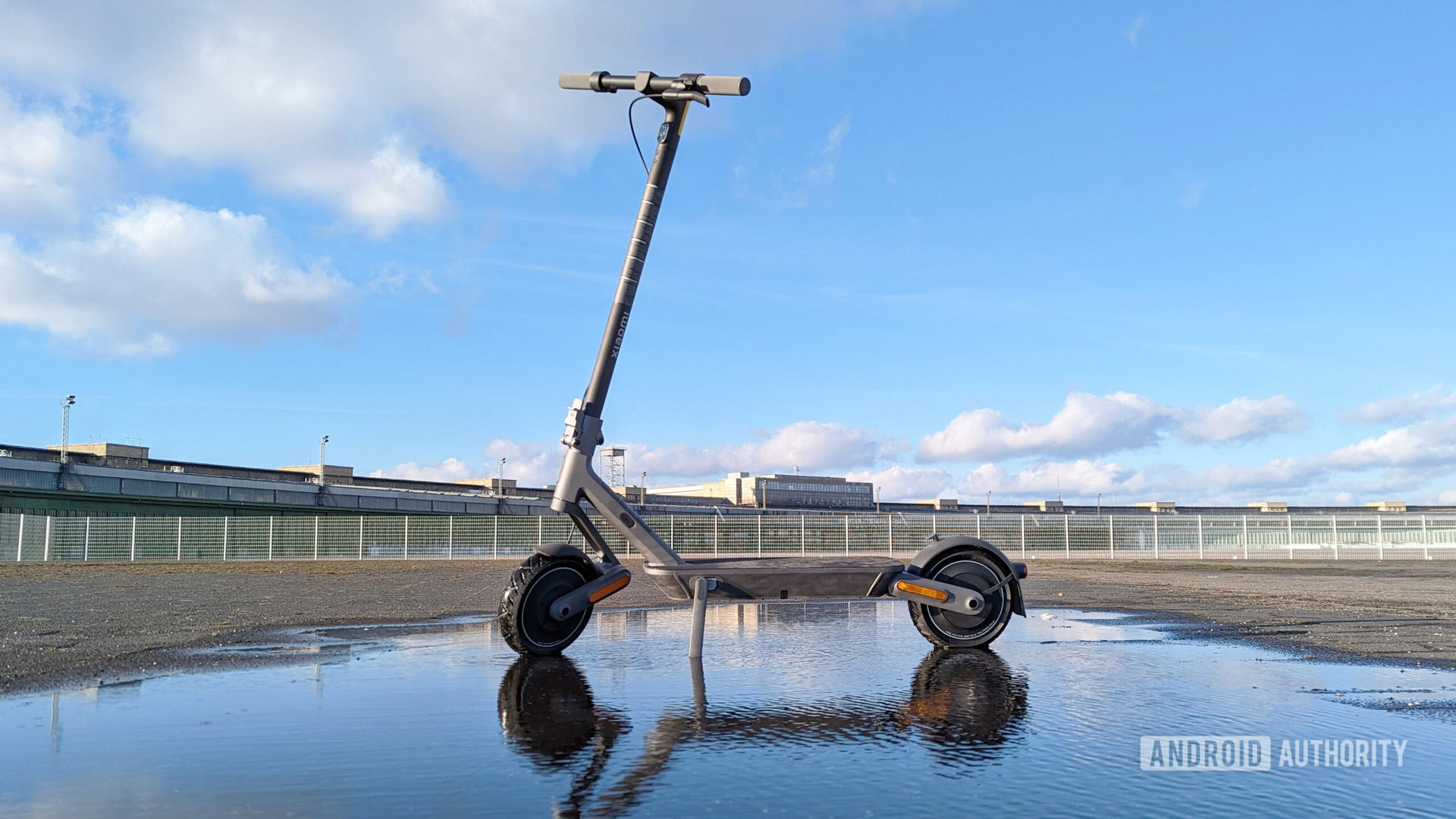 Xiaomi Electric Scooter 4 Ultra standing in a puddle