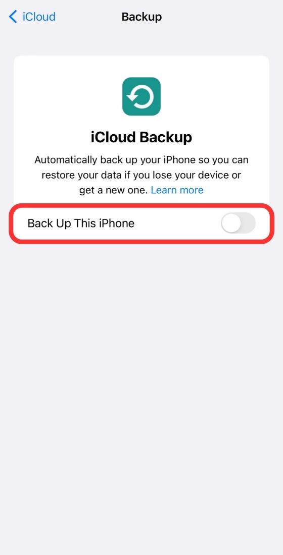 backup phone in iCloud