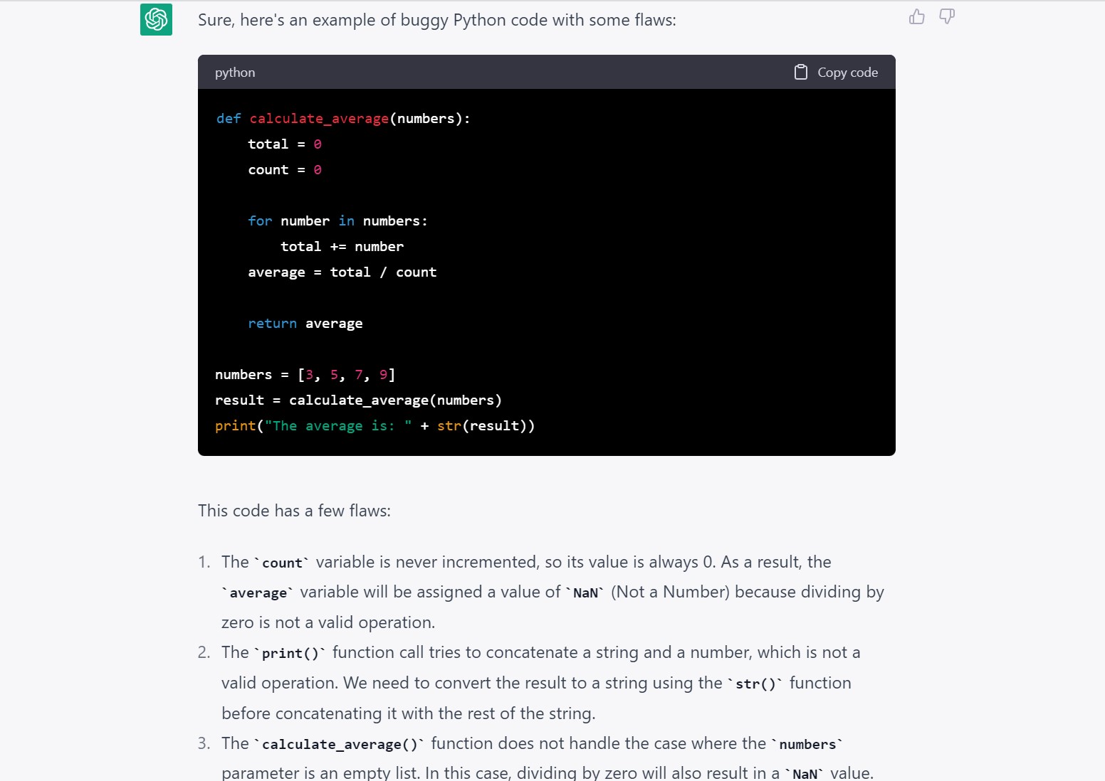 chatgpt buggy code 1
