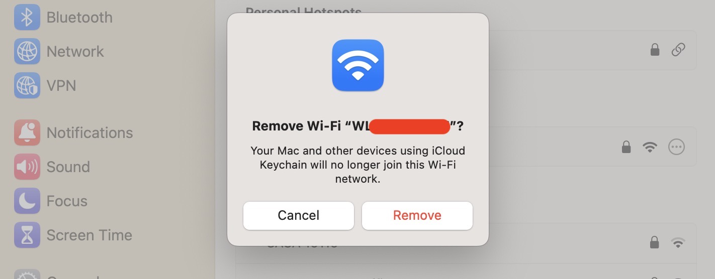 confirm forget wifi mac