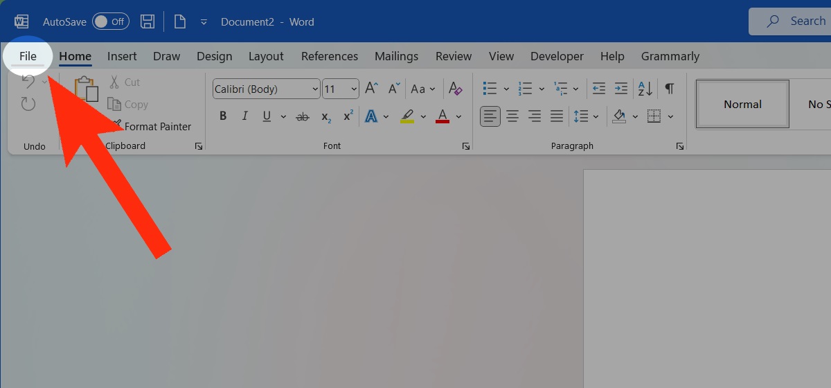 file tab from word document