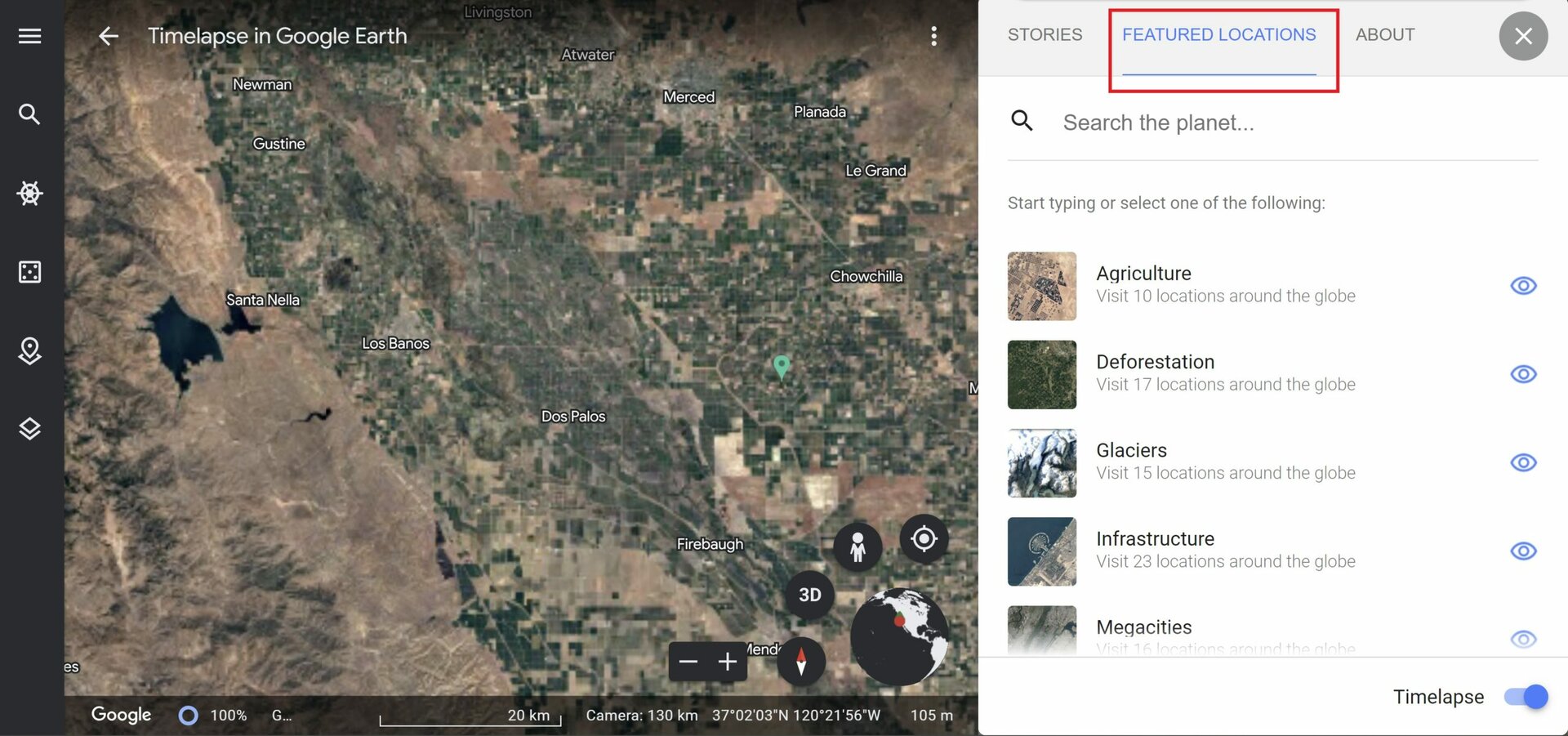 google earth web timelapse featured locations