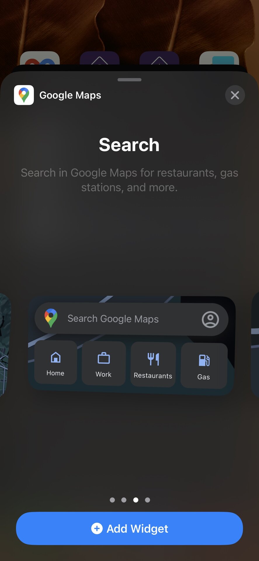 google maps search iphone widget