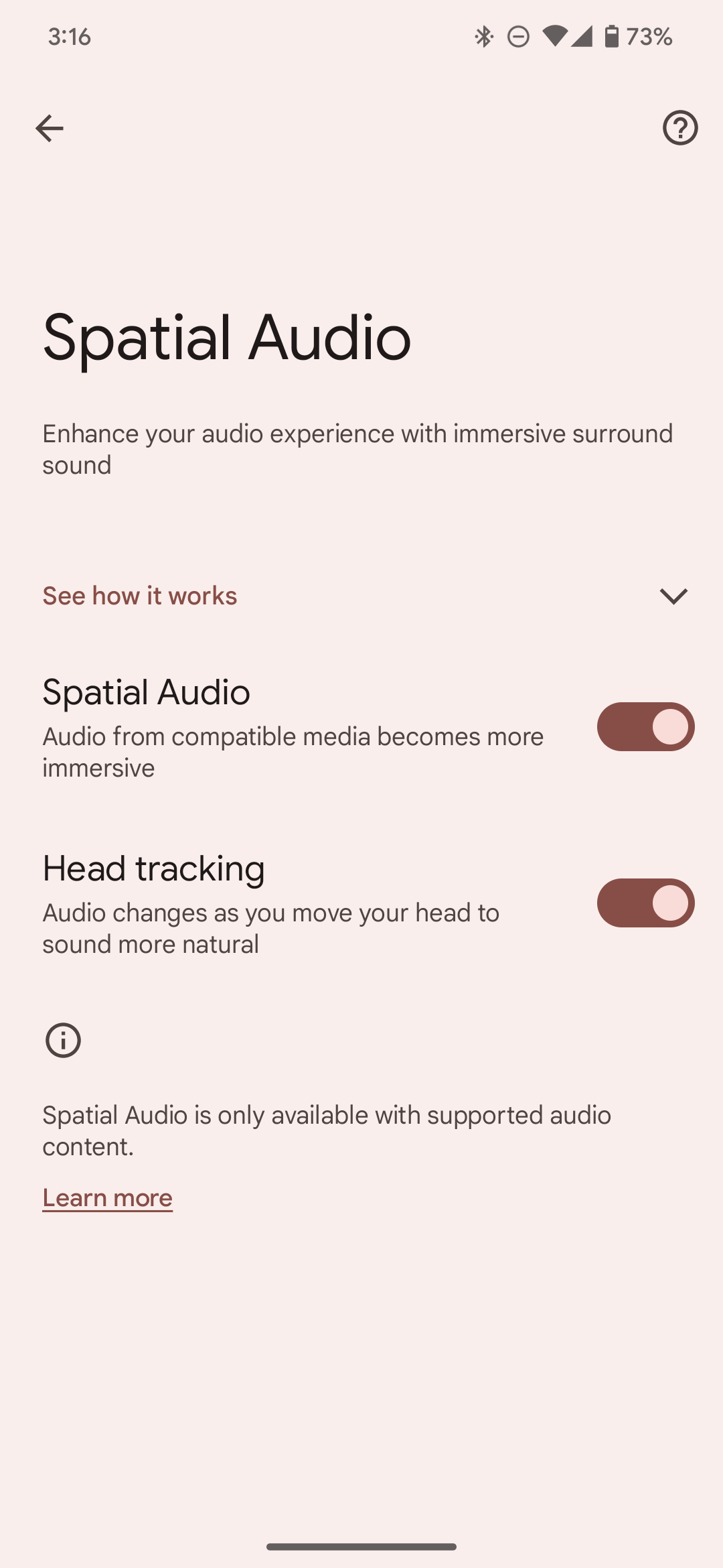 configuración de audio espacial de la aplicación Google Pixel Buds Pro