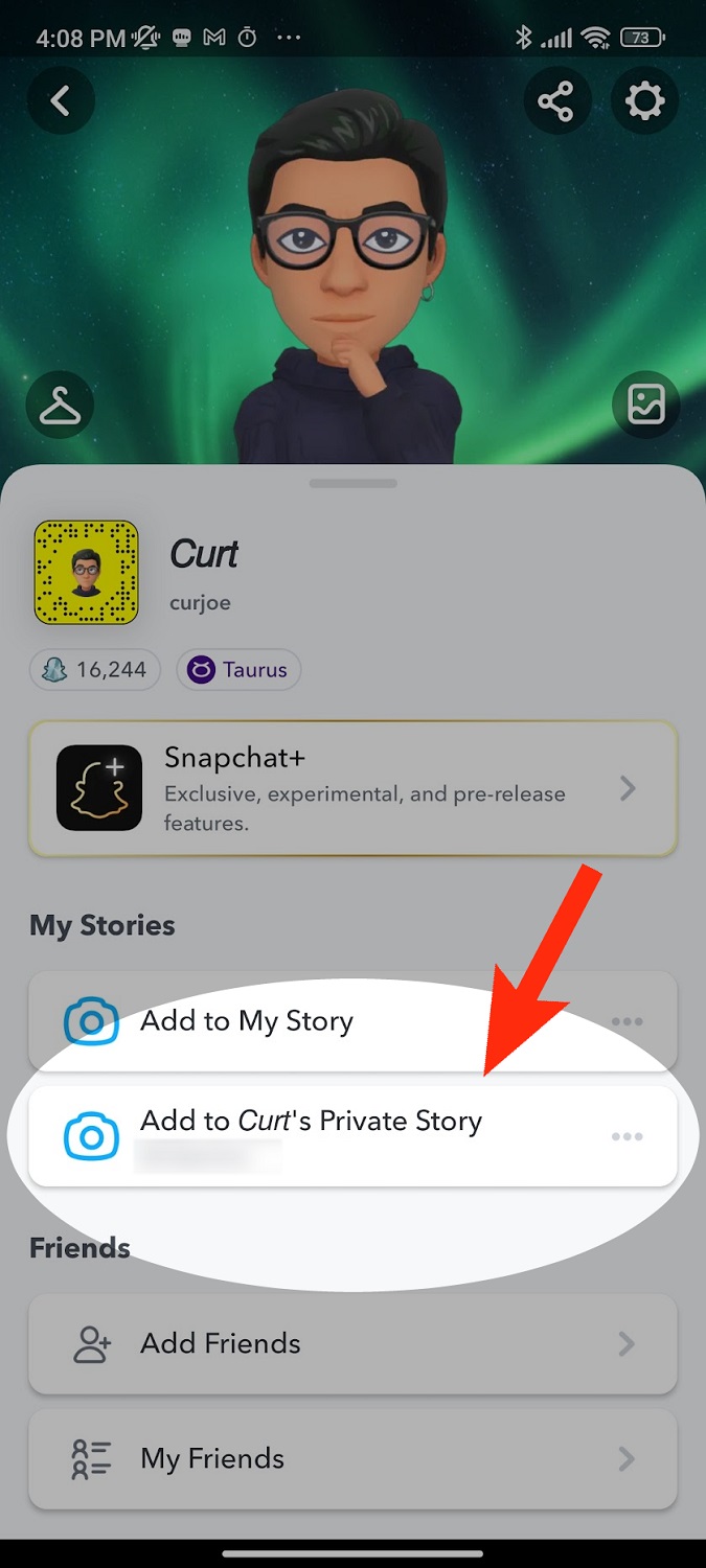 how to add to private story snapchat