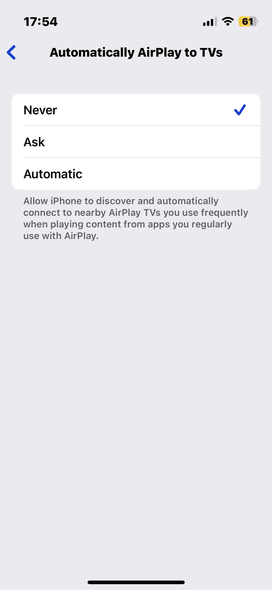 iphone airplay handoff disable autoplay TV