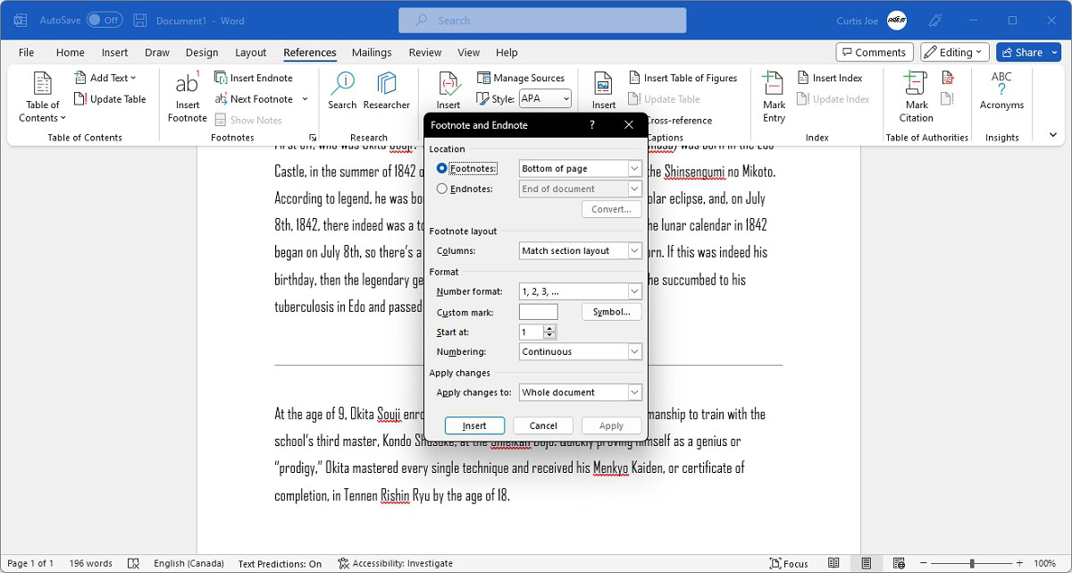 location layout format word