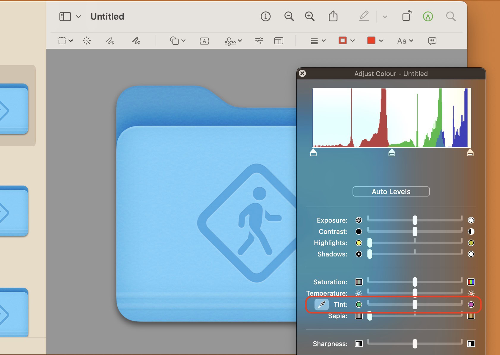 mac preview adjust tint folder color