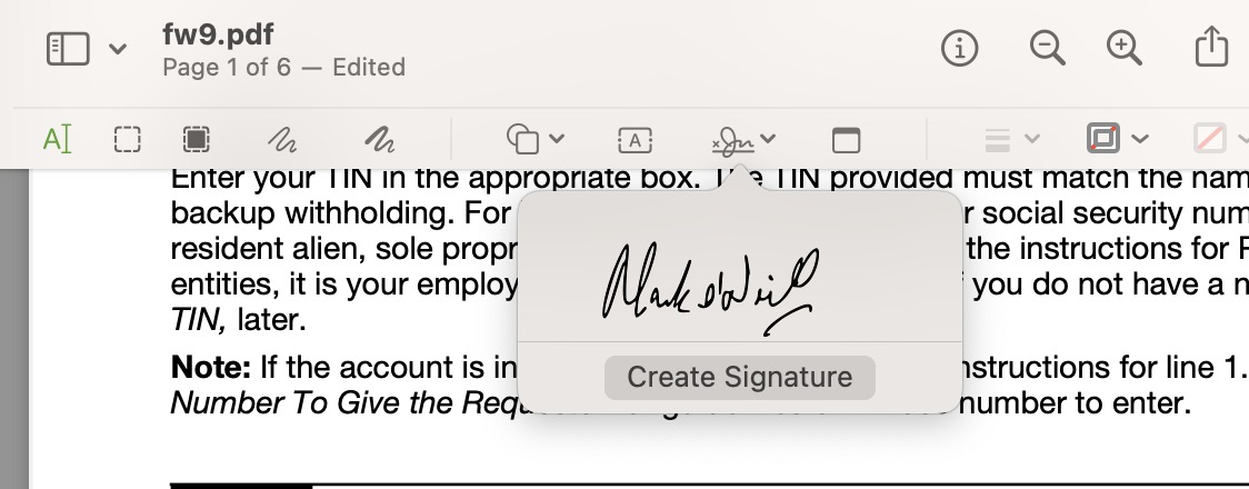 mac preview pdf saved signatures