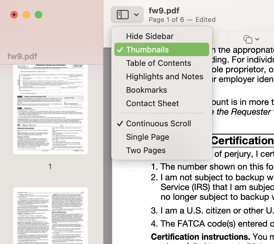 mac preview show pdf page shortcuts