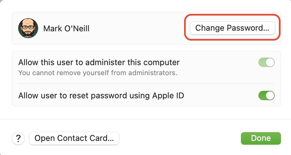 macos change password