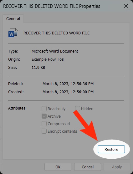 restore file